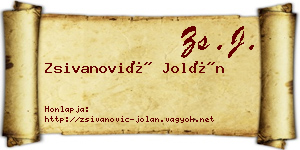 Zsivanović Jolán névjegykártya